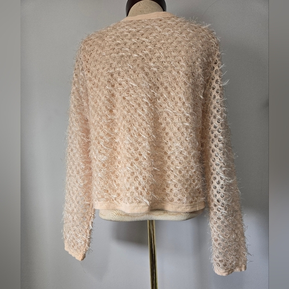 POOOLS Fuzzy Peach Eyelet Cardigan. Size 40 UK/ Large US - Picture 6 of 15